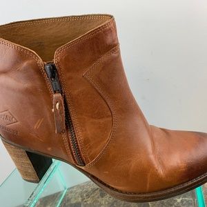 Palladium Plum Zip Brown Leather Ankle Booties 8.5